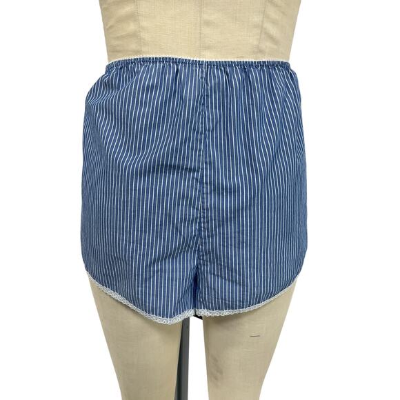 Helsa Pinstripe Poplin Blue House Size L Cotton Shorts - Picture 3 of 4